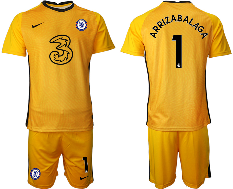 Men 2021 Chelsea yellow goalkeeper #1 soccer jerseys
